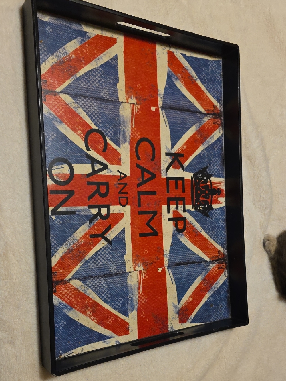 Keep Calm Carry On Decorative Serving Tray - Red, Blue, White